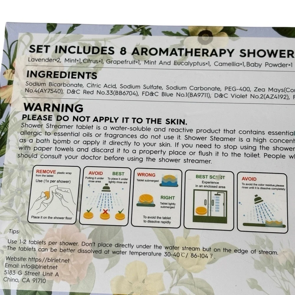 Blriet Shower Steamer 1.05 oz 8 Shower Steamers NEW Sealed Aromatherapy Spa